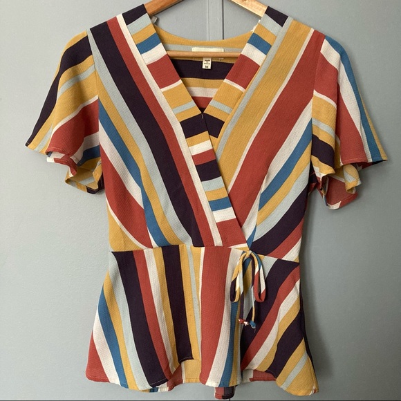 Monteau Striped Blouse Size M - Picture 1 of 3